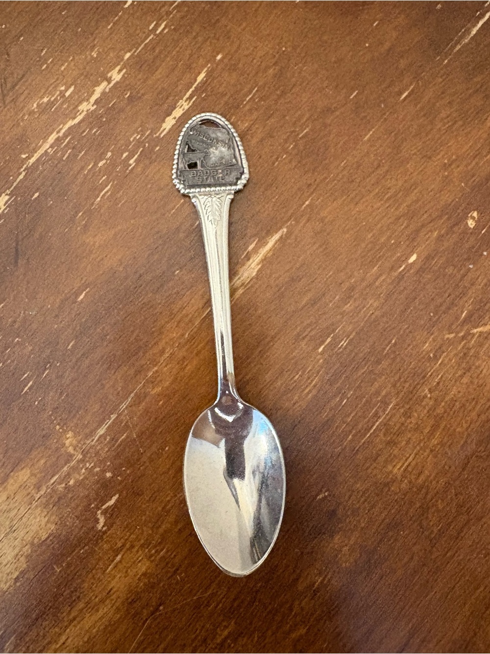 Silver Collectible Souvenir Spoon - Silver Tone Wisconsin Badger State